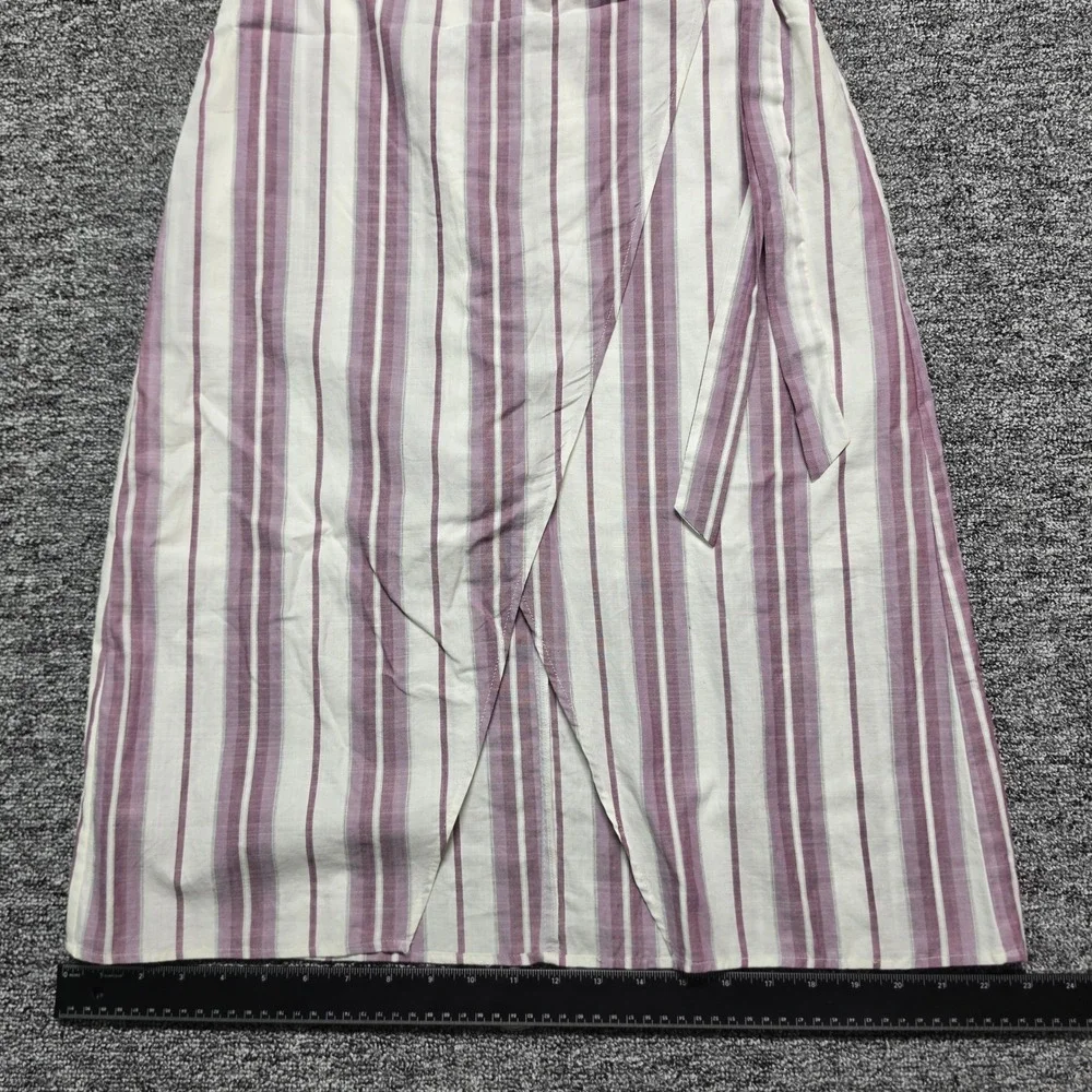 Costal Chic Wrap Skirt Cotton Midi Dress Womens 10 Purple White Express